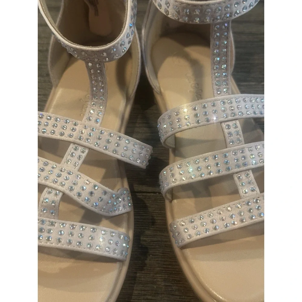 Cat & Jack Girls Pink Gladiator Sandals Rhinestones Sz 13 Summer School Dressy
